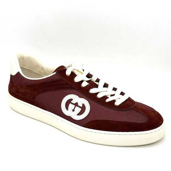 GUCCI Mens Sweet Interlocking G Logo Lace Up Low Top Suede Sneakers Shoes main image 4